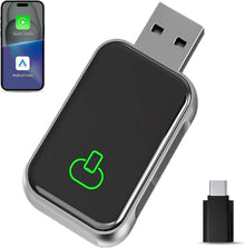 Wireless Carplay Mini Car Play Android Auto Adapter, Metal Design 2-in-1 Convert Wired to Wireless CarPlay Adapter,No Delay and Stable Control Mini Size With Extension USB-C&Type-C (Black)