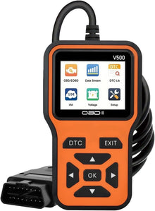 ماسح تشخيصي OBD2 V500، قارئ رموز ضوء المحرك لسيارات البنزين، كاشف الاعطال واداة اعادة الضبط مع تدفق البيانات، مكتبة دي تي سي، جاهزية I/M، فحص الجهد
