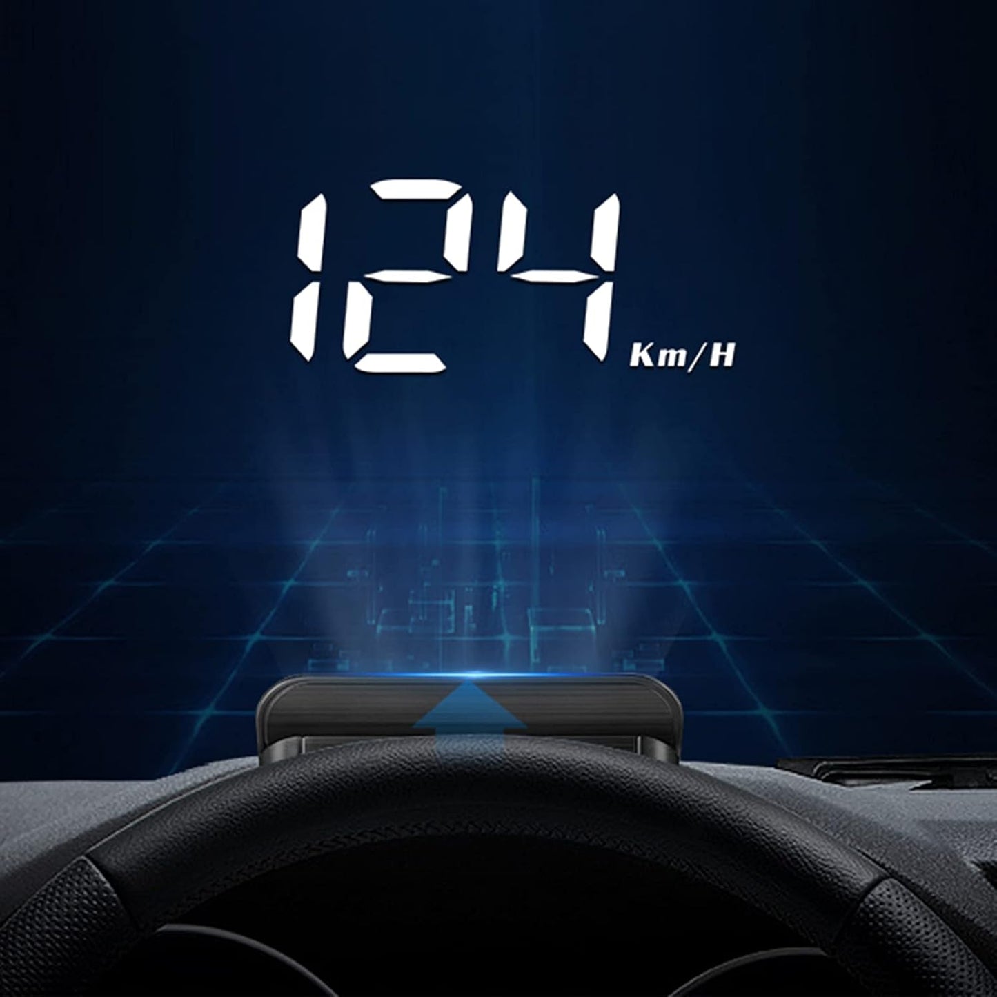 Car Speedometer, OBD2 HUD Windscreen Projector Multifunctional Display Alarm Fatigue Driving Reminder