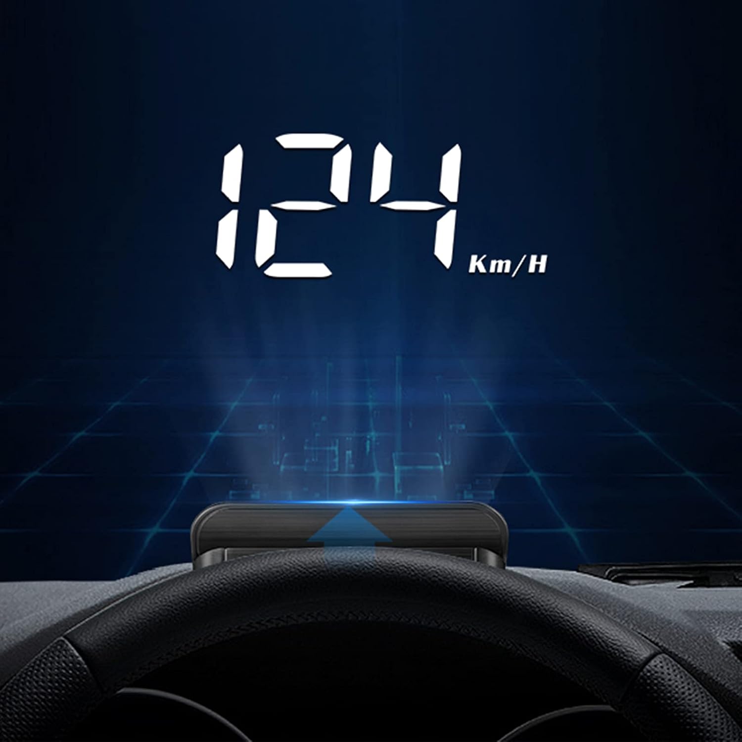 Car Speedometer, OBD2 HUD Windscreen Projector Multifunctional Display Alarm Fatigue Driving Reminder