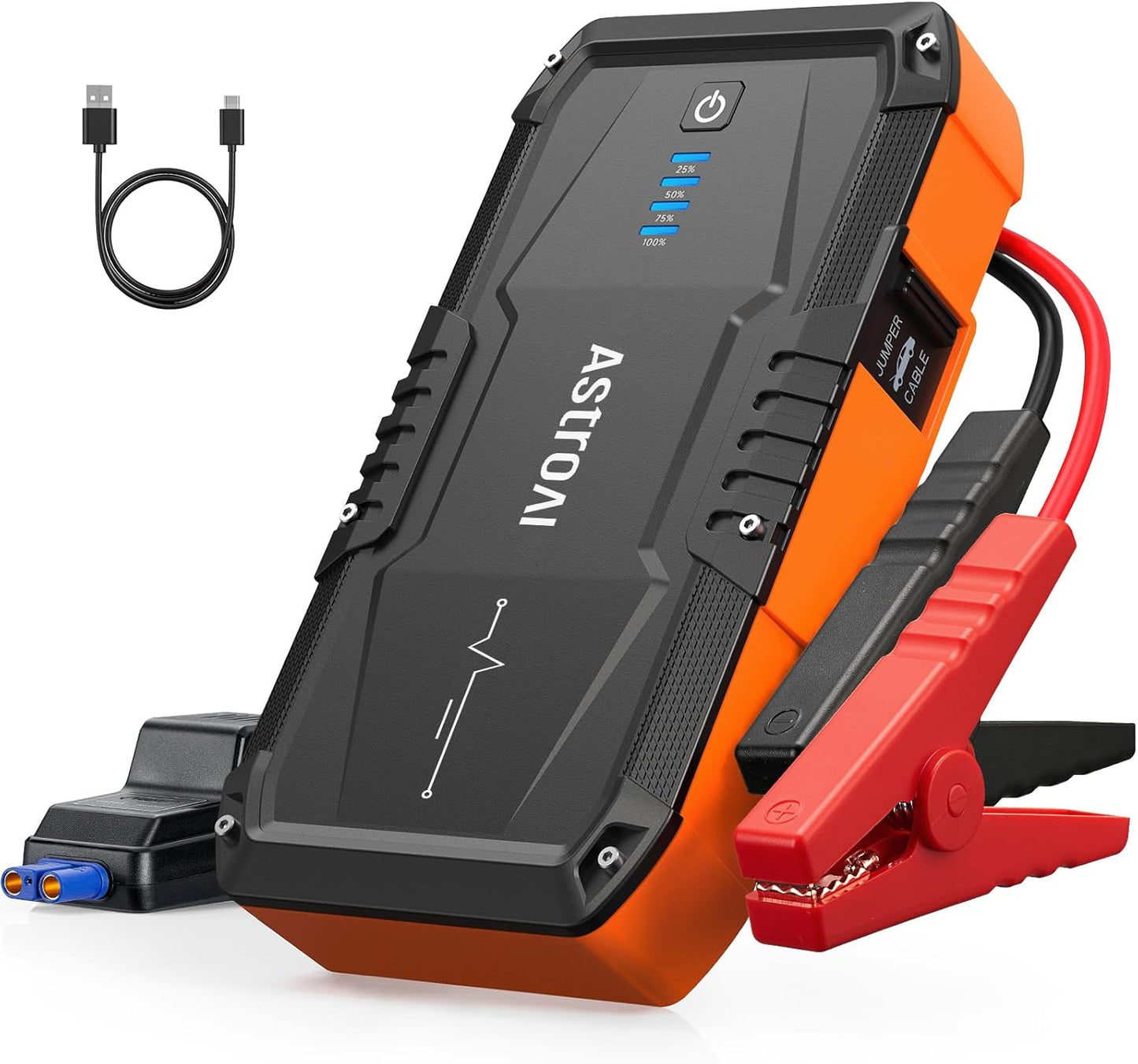 AstroAI S8 Car Battery Booster Jump Starter Power Pack,12V Portable Car Jump Starter Power Bank for Up to 6.0L Petrol & 3.0L Diesel Engines, With Smart Jumper and LED Torch