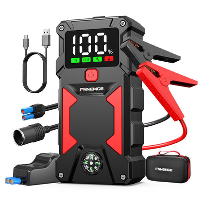 FNNEMGE Car Jump Starter, 5000A Peak 23800mAh 12V Jump Starter Battery Pack(Up to All Gas, 8.0L Diesel Engine),with USB Charge Output Port,LED Light,HD Large Screen