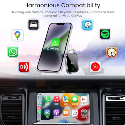 Wireless CarPlay Adapter for iPhone, USB-C CarPlay Dongle, Mini Plug & Play Bluetooth Adapter to Convert Wired to Wireless Car Play, USB/Type-C, No Delay