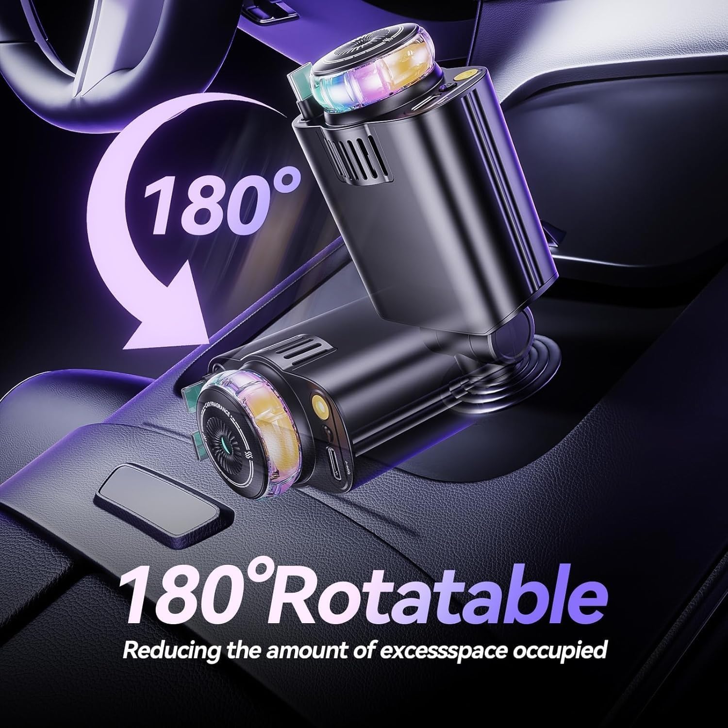 شاحن سيارة قابل للسحب مع ضوء النجوم والعلاج العطري، محول شاحن سيارة USB C 5 في 1، شحن سريع 30 واط، معطر هواء للسيارة متوافق مع ايفون 16 15 14 13 12 واندرويد