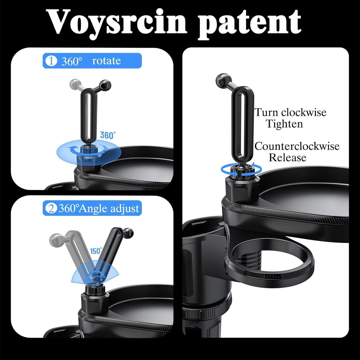 X spring Cup Holder Extender, Black Car Cup Holder Expansion Adapter, Multi-Functional Vehicle Drink Organizer for Road Trips, Commuting, and Daily Driving Convenience