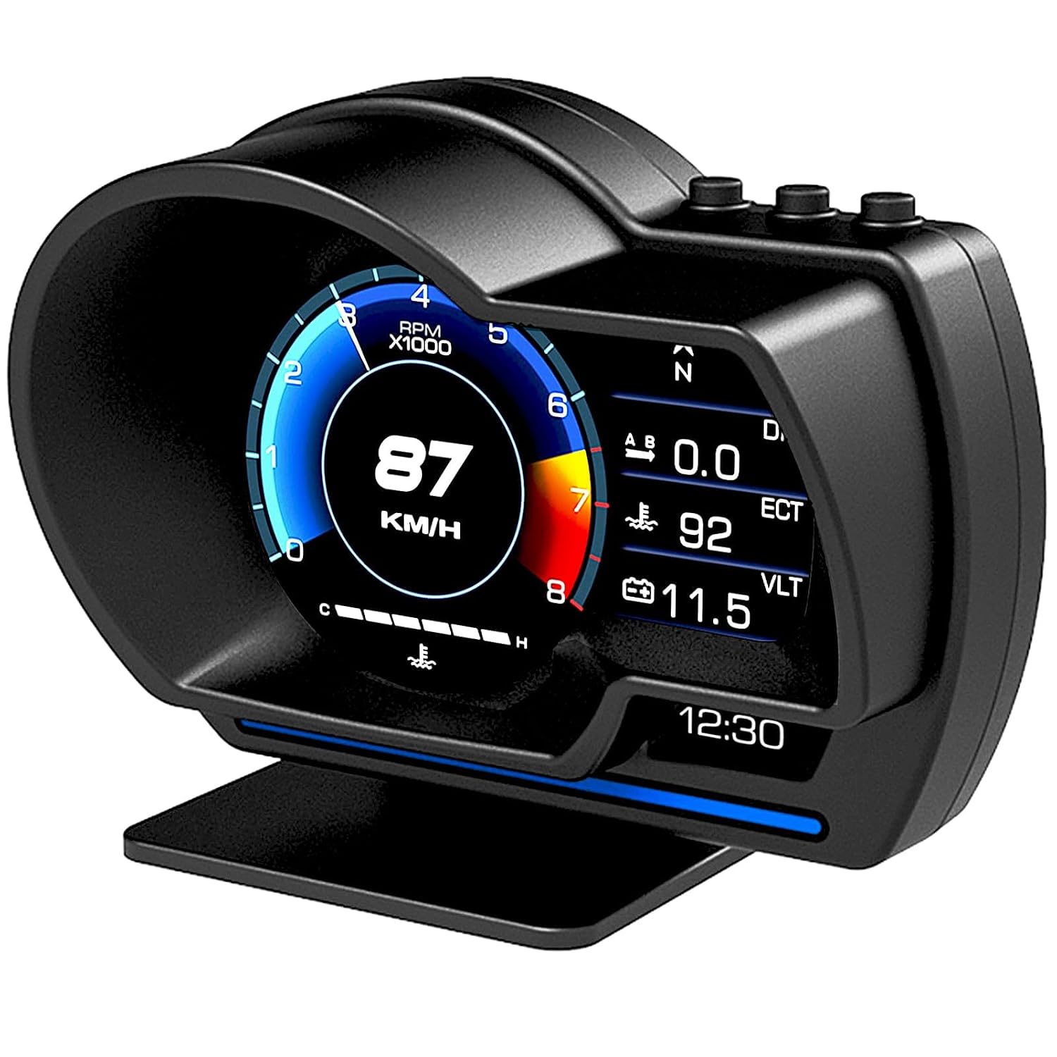 شاشة عرض OBD2+GPS مزدوجة الوضعية للسيارة، 10 واجهات وطريقتان للتركيب، مقياس ذكي لبيانات قيادة السيارة مع سرعة دورة في الدقيقة ودرجة حرارة الماء والوقود وانذار السرعة الزائدة وماسح رمز الخطأ