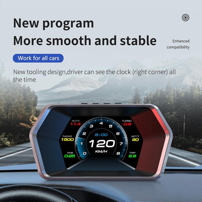 PINKE Heads up Display P17, Car Smart OBD2 Gauge Display, GPS Speedometer with Vehicle Speed, RPM, Fuel Consumption Voltage Multi Data Intelligent Instrument for All Cars