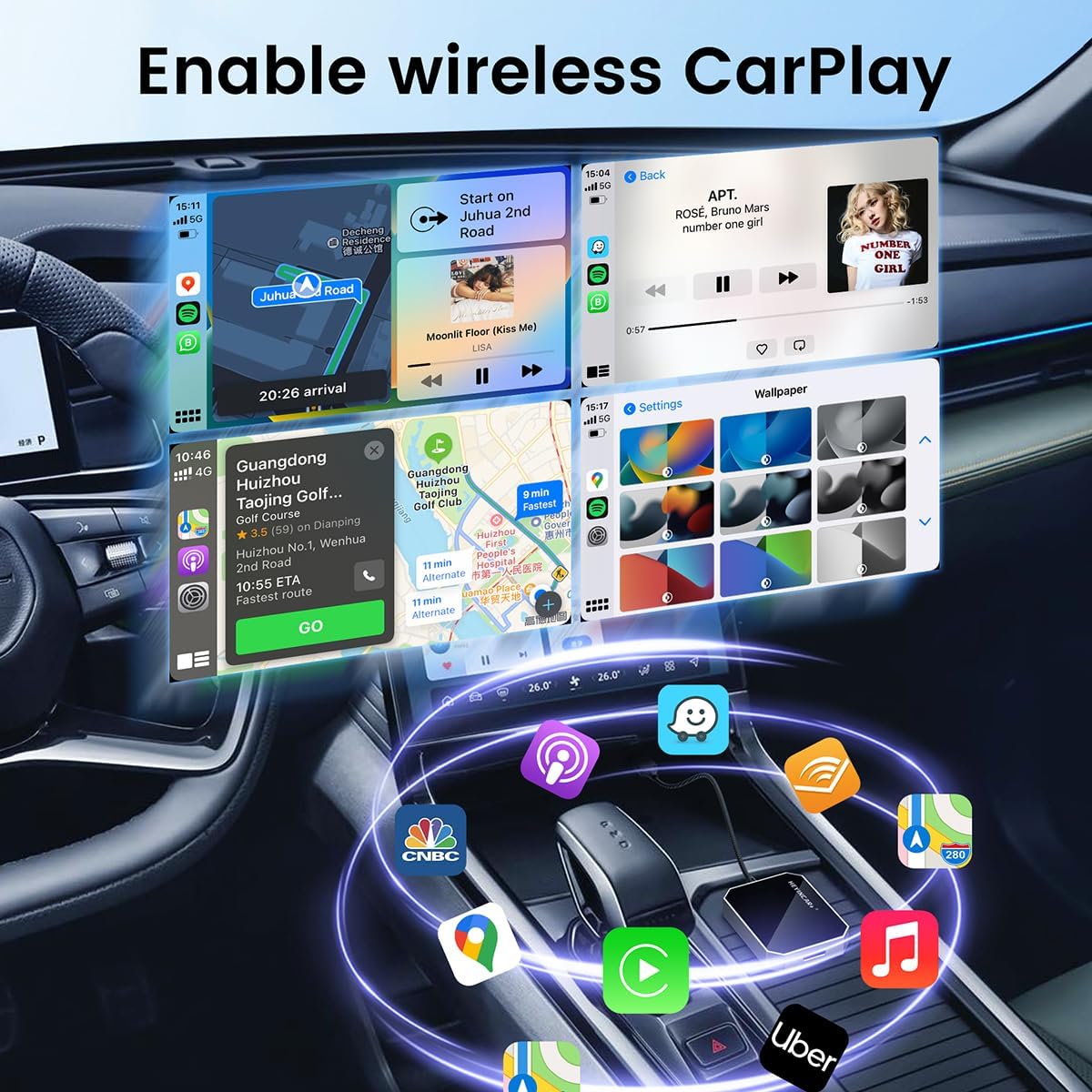 HEYINCAR+ Carbitlink to CarPlay Android Auto Adapter, Convert Carbitlink/Easy Connect to CarPlay & Android Auto, For Chinese Car Jetour,Geely,Dongfeng,Hongqi,BAIC,GAC,FAW Bestune– Plug & Play