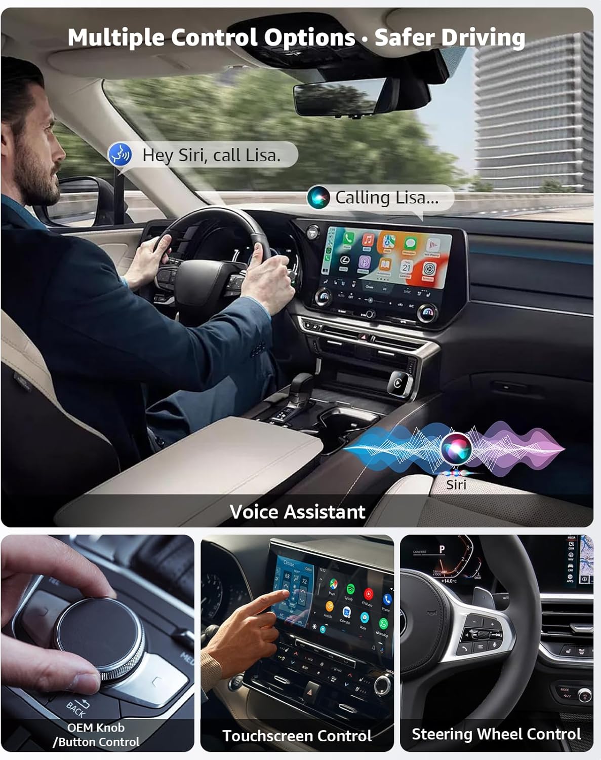 CarPlay Wireless Adapter & Android Auto Adapter, 2026 Upgrade 2-in-1 Plug & Play USB/USB-C Dongle, Converts Wired to Wireless for Cars, Fast Stable Connection, Fits iPhone & Android, Silver