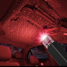 مصابيح LED بتصميم نجوم لسقف السيارة بمنفذ USB، مصباح ليلي رومانسي للمجرة مرن يناسب جميع السيارات لتزيين السقف الداخلي والإضاءة المحيطة - لا حاجة للتركيب (أحمر)