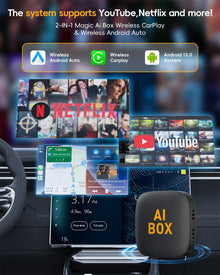 Opluz Wireless CarPlay and Android Auto Adapter 2 in1 Support Netflix/YouTube AI Box Lite for Factory Wired CarPlay Cars with U Disk/TF Card Magic Link CarPlay Ai Box Convert Wireless CarPlay Dongle