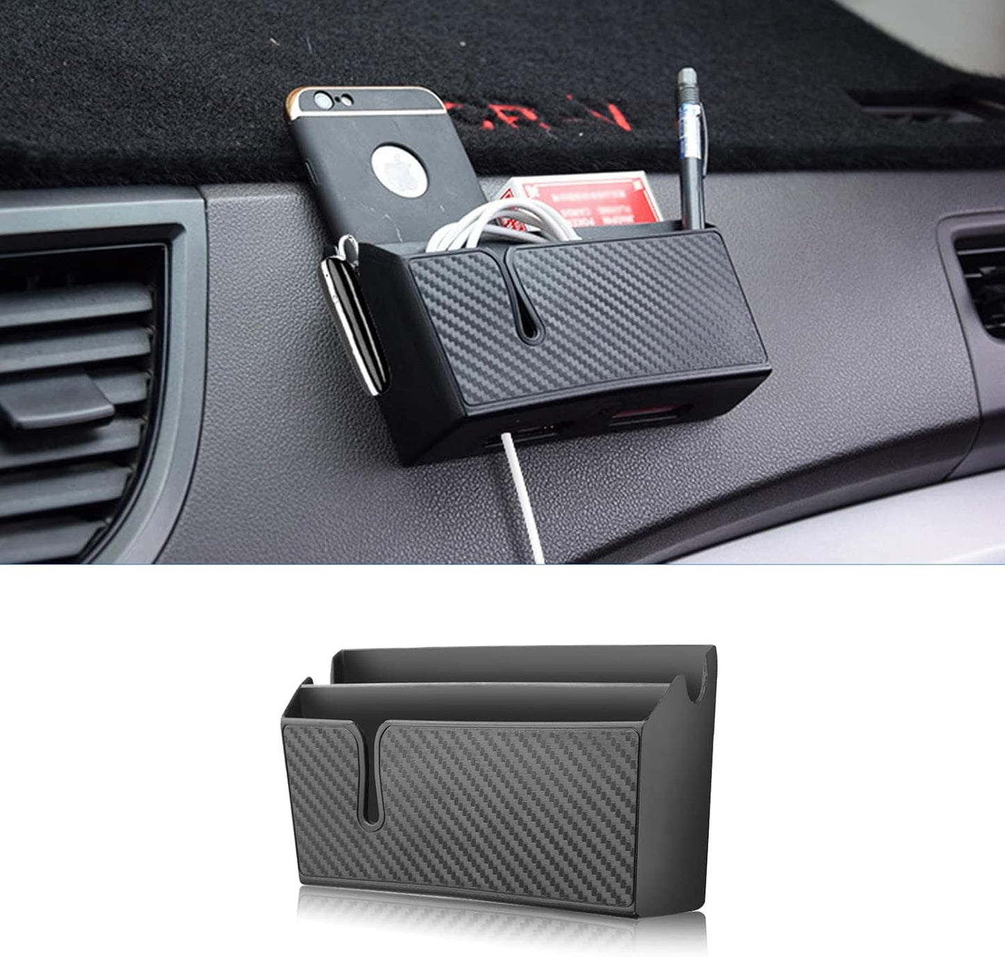 TERRIFI Car Seat Gap Storage Box, Multifunctional Center Console Organizer with Mobile Phone Holder and Glasses Storage (Black)