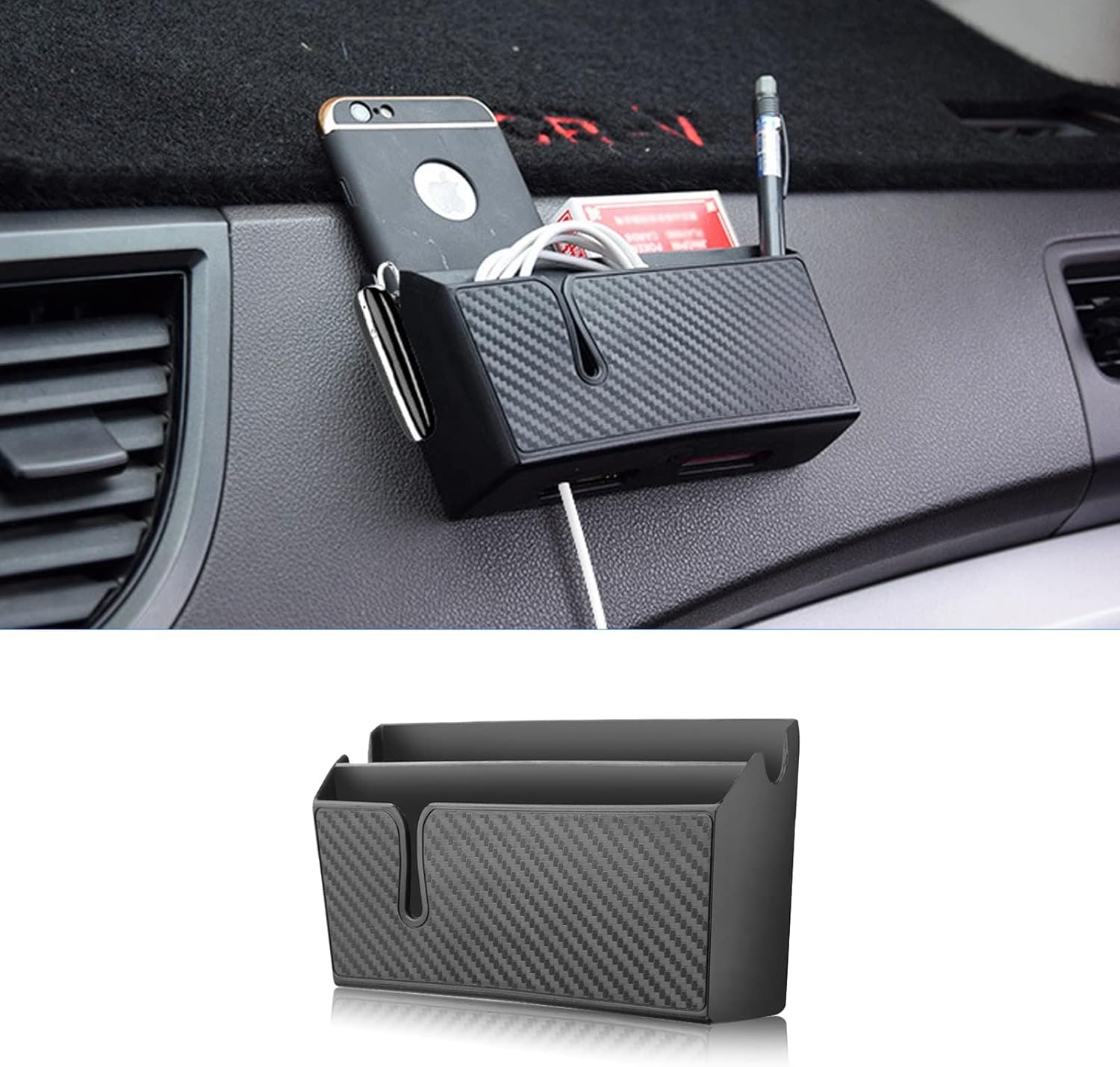 TERRIFI Car Seat Gap Storage Box, Multifunctional Center Console Organizer with Mobile Phone Holder and Glasses Storage (Black)