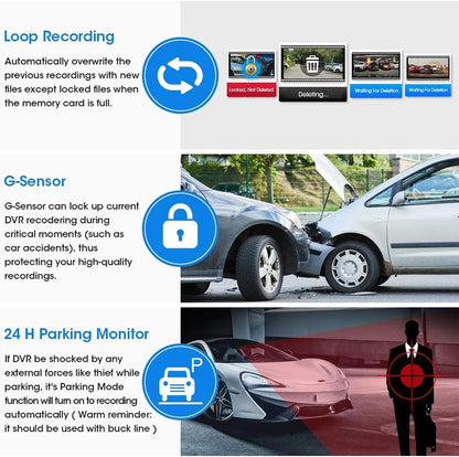 Jansite 10'' Mirror Dash Cam Night Vision 1080P FHD Full Touch Screen Front and Rear View Backup Camera for Cars Loop Recording Streaming Media 170°Wide Angle Parking Assistance with 10 Meters Cable