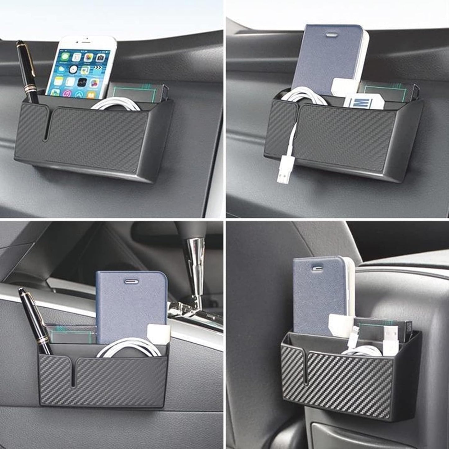 TERRIFI Car Seat Gap Storage Box, Multifunctional Center Console Organizer with Mobile Phone Holder and Glasses Storage (Black)
