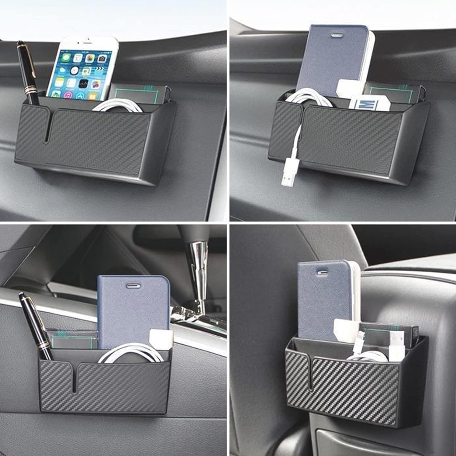 TERRIFI Car Seat Gap Storage Box, Multifunctional Center Console Organizer with Mobile Phone Holder and Glasses Storage (Black)