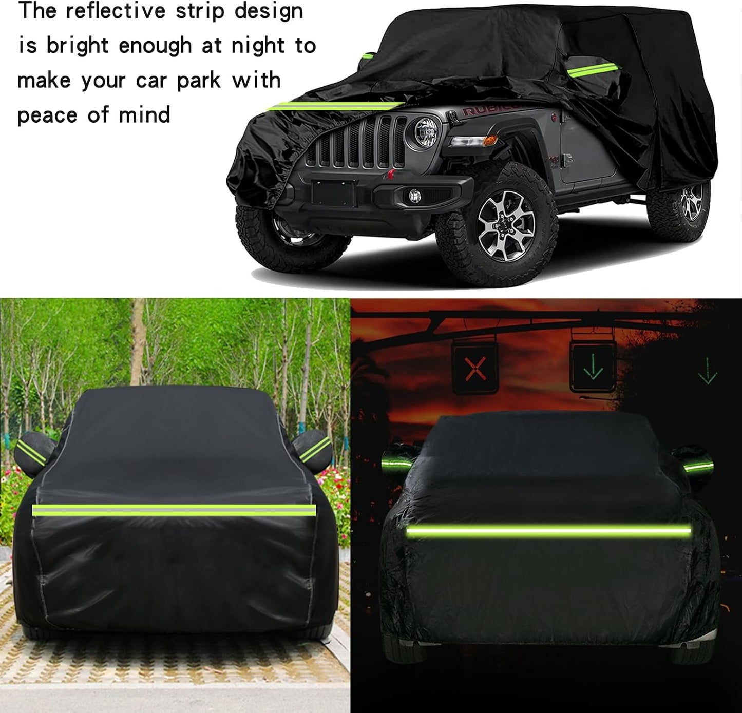 Waterproof Car Cover for Jeep Wrangler 4 Door Weather Protection Car Cover 192 x 75 for 174 inch Wrangler