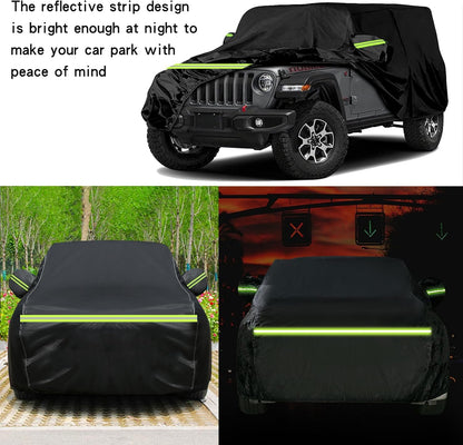 Waterproof Car Cover for Jeep Wrangler 4 Door Weather Protection Car Cover 192 x 75 for 174 inch Wrangler
