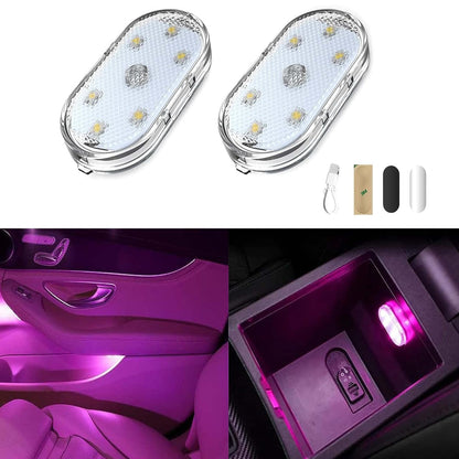 سلفار مصابيح LED للسيارة، مصابيح LED داخلية صغيرة محمولة تعمل باللمس مع 6 خرزات مصباح LED ساطعة، اضاءة قابلة لاعادة الشحن بمنفذ USB، مصباح طوارئ للسيارة (ضوء ازرق)