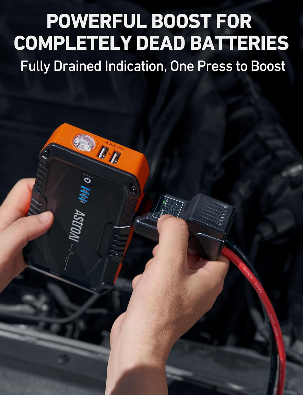 AstroAI S8 Car Battery Booster Jump Starter Power Pack,12V Portable Car Jump Starter Power Bank for Up to 6.0L Petrol & 3.0L Diesel Engines, With Smart Jumper and LED Torch