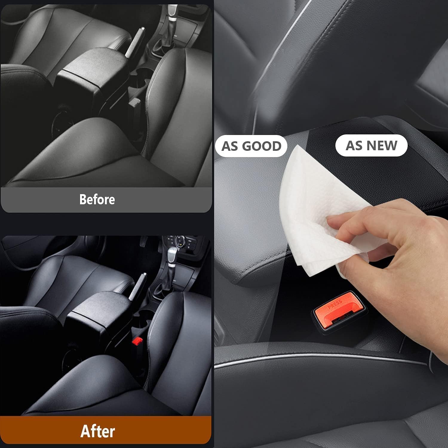 Premium Leather Cleaning Wipes, 80 Sheets, Keep It Clean and Healthy, Easy to Use, Dashboard and Seat Cleaning, Quick Dry, Protect from Crack and Damage, for Car Shoes Furniture 10200010