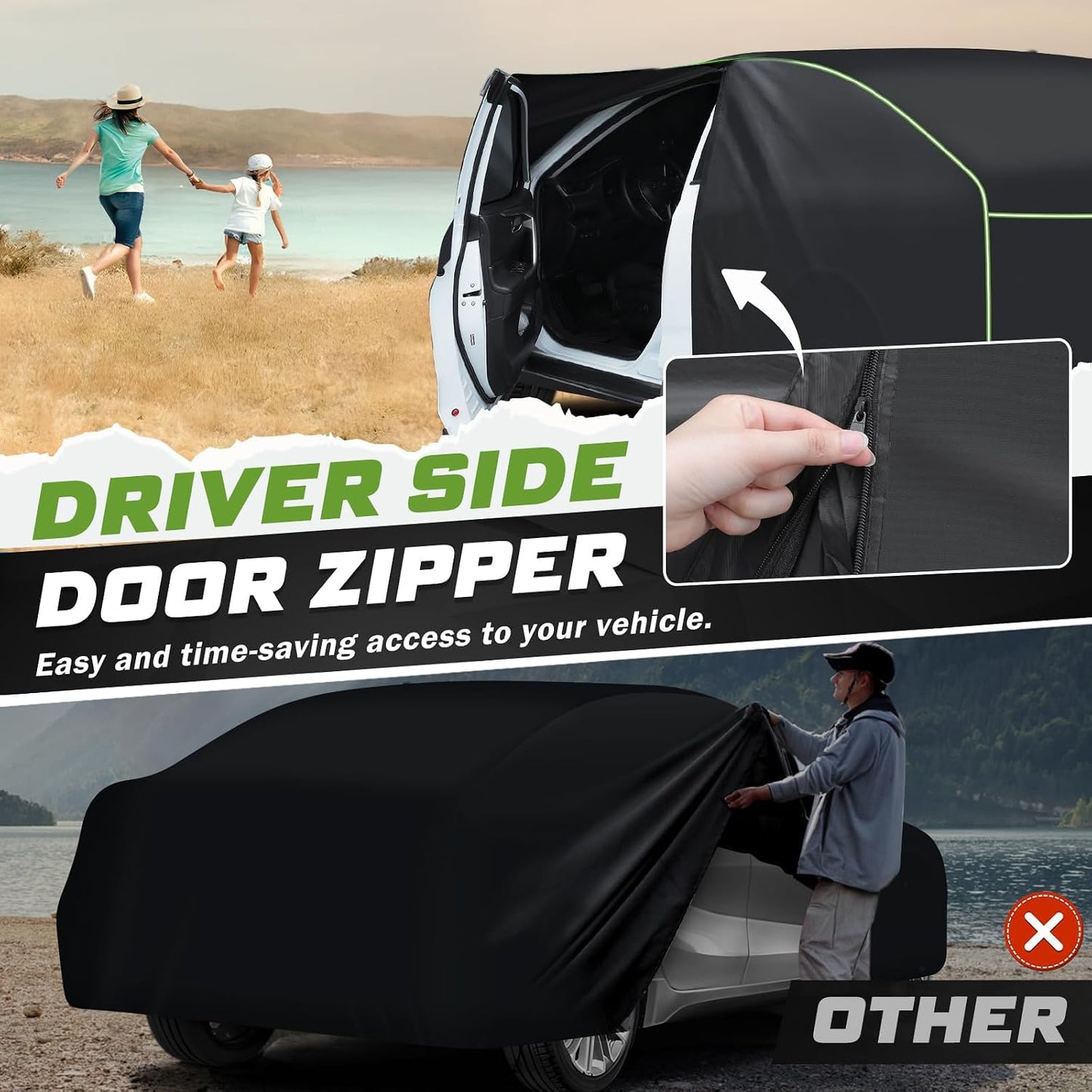 for Porsche 911 Car Cover (1998-2025) All-Weather 7-Layer Protection | Waterproof, UV, Dust, Snow Shield for 991, 992, 996, 997 Series | with Zipper Door & Windproof Straps
