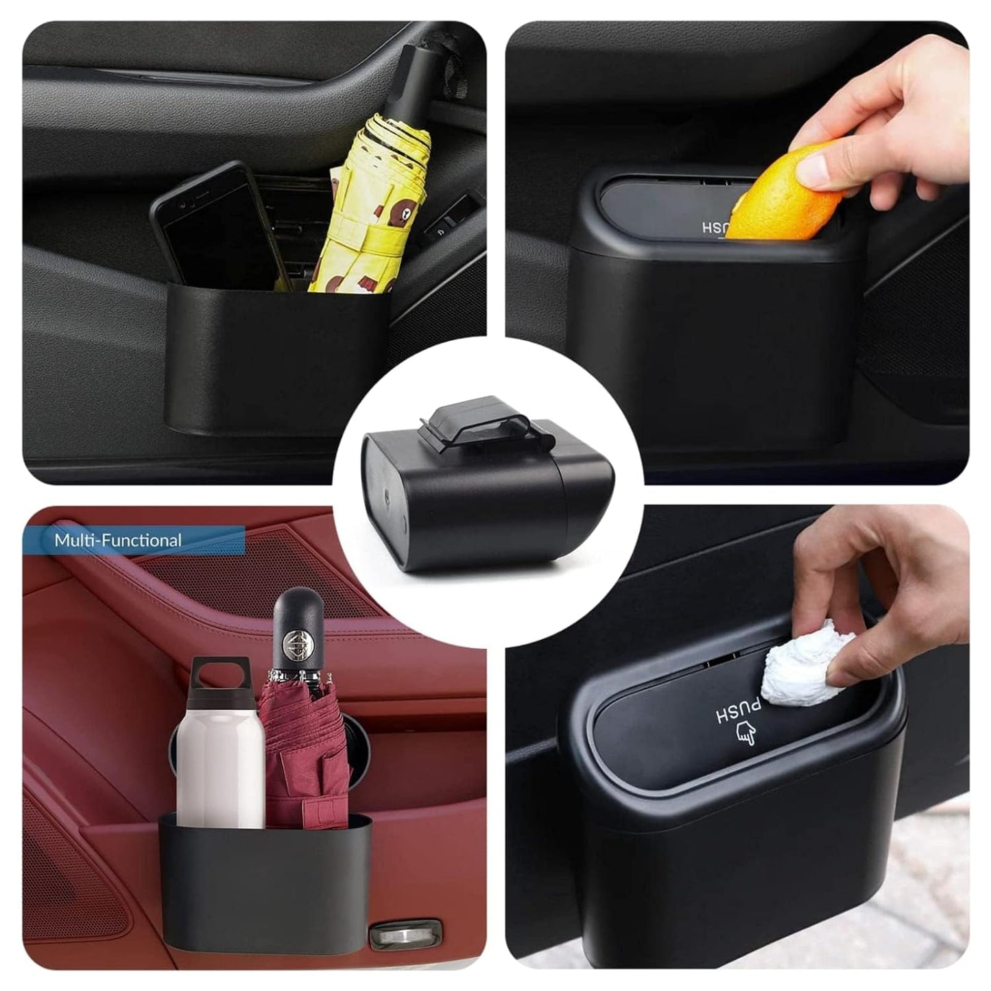 SUPINE 2-Pack Car Trash Can with 30 Disposable Bags – Leak-Proof Vehicle Garbage Bin for Car,Kitchen, Bathroom, Office,Desktop&Outdoor Use – Multi-Purpose Waste Container Organizer
