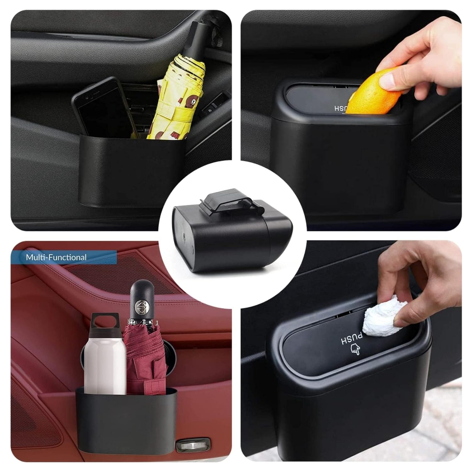 SUPINE 2-Pack Car Trash Can with 30 Disposable Bags – Leak-Proof Vehicle Garbage Bin for Car,Kitchen, Bathroom, Office,Desktop&Outdoor Use – Multi-Purpose Waste Container Organizer