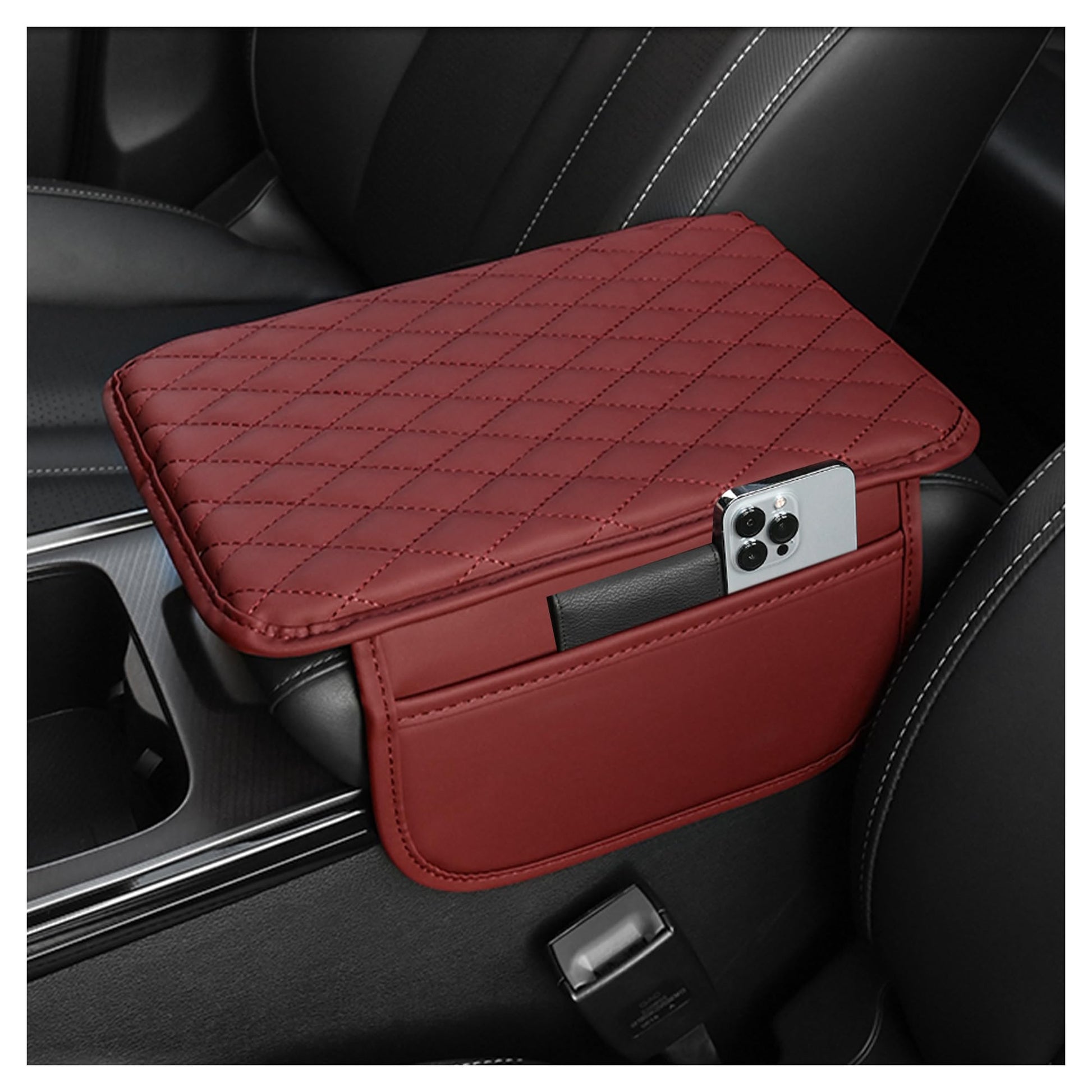 Upgraded Car Center Console Cover,Microfiber Leather Car Armrest Cover Cushion with 2 Storage Bags,Car Armrest Storage Box Car Interior Accessories for Most Vehicles (Black)