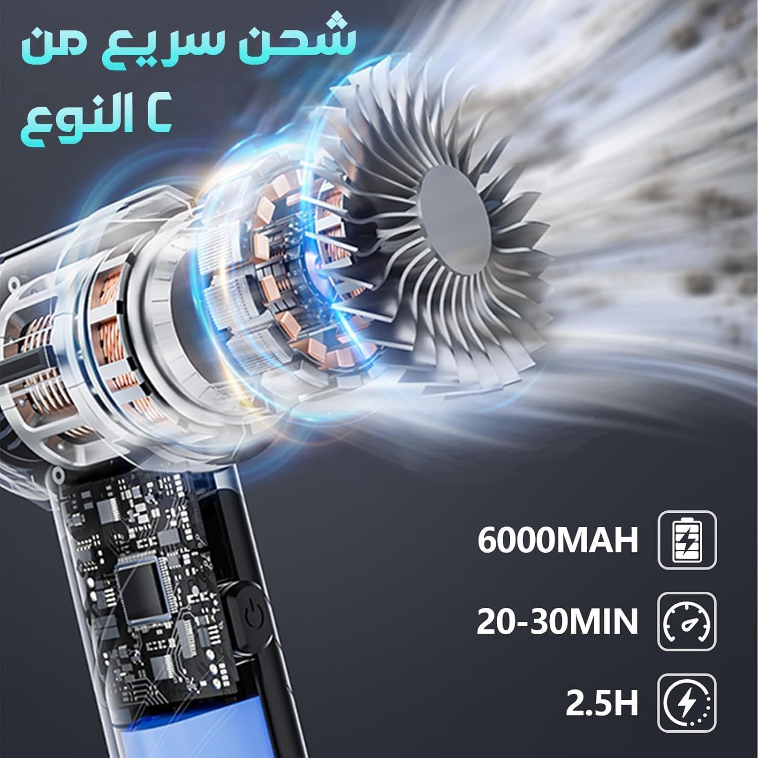 Portable Wireless 21000Pa High Power Mini Vacuum Cleaner for Car Home, Cordless Vacuum Cleaner Car 4-in-1 with Brushless Motor,Air Blower,Handheld Vacuum Cordless,3 Gear Adjustment (Gray-black)
