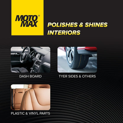 Motomax Dashboard Polish 100 ml with cleaners & silicone | Restore, shine dull dashboards| Protect from UV rays, cracking, fading & sun heat | Safe on tyre, rubber, plastic, vinyl parts of car & bikes