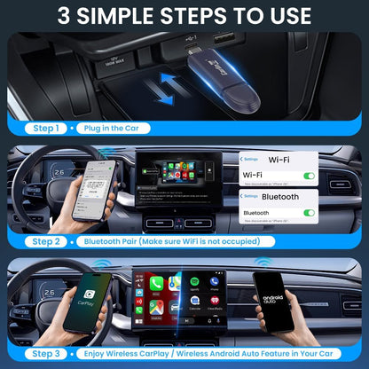 Carlinkit Upgraded 2-in-1 Wireless Stick, MINI SE PRO, Wireless CarPlay Adapter & Android Auto, Built-in Bluetooth 5.4, WiFi 6, Arm A7 Processor, Low Power Consumption (Dark Blue)