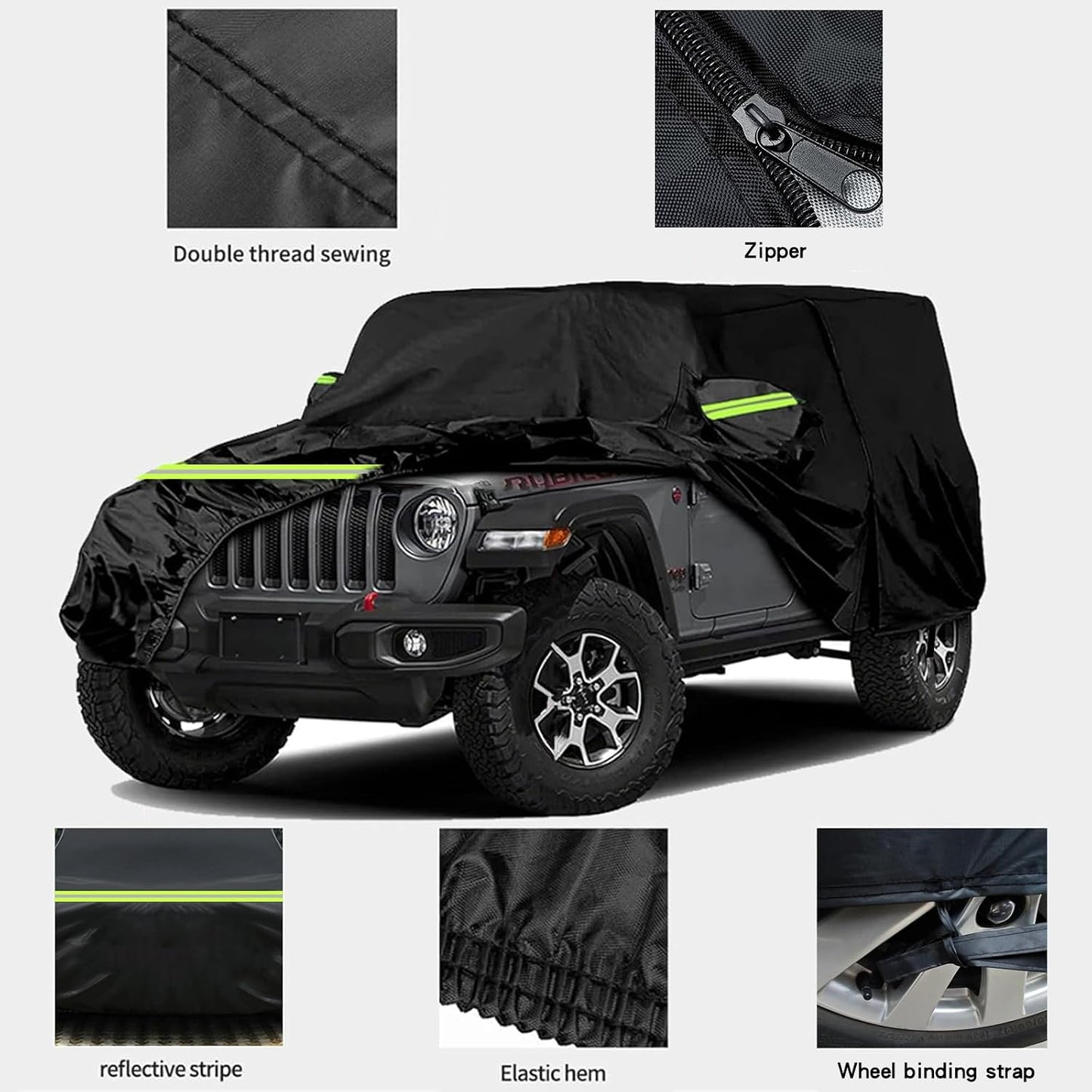 Waterproof Car Cover for Jeep Wrangler 4 Door Weather Protection Car Cover 192 x 75 for 174 inch Wrangler