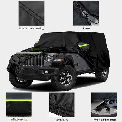 Waterproof Car Cover for Jeep Wrangler 4 Door Weather Protection Car Cover 192 x 75 for 174 inch Wrangler