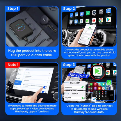 Carlinkit Tbox LITE S (ترقية)، صندوق Android Ai فائق 4 في 1 مع مخرج HDMI 4 + 32 جيجابايت، يأتي مع متجر Google Play / Netflix / نظام ترفيهي داخل السيارة، معتمد من Google GMS