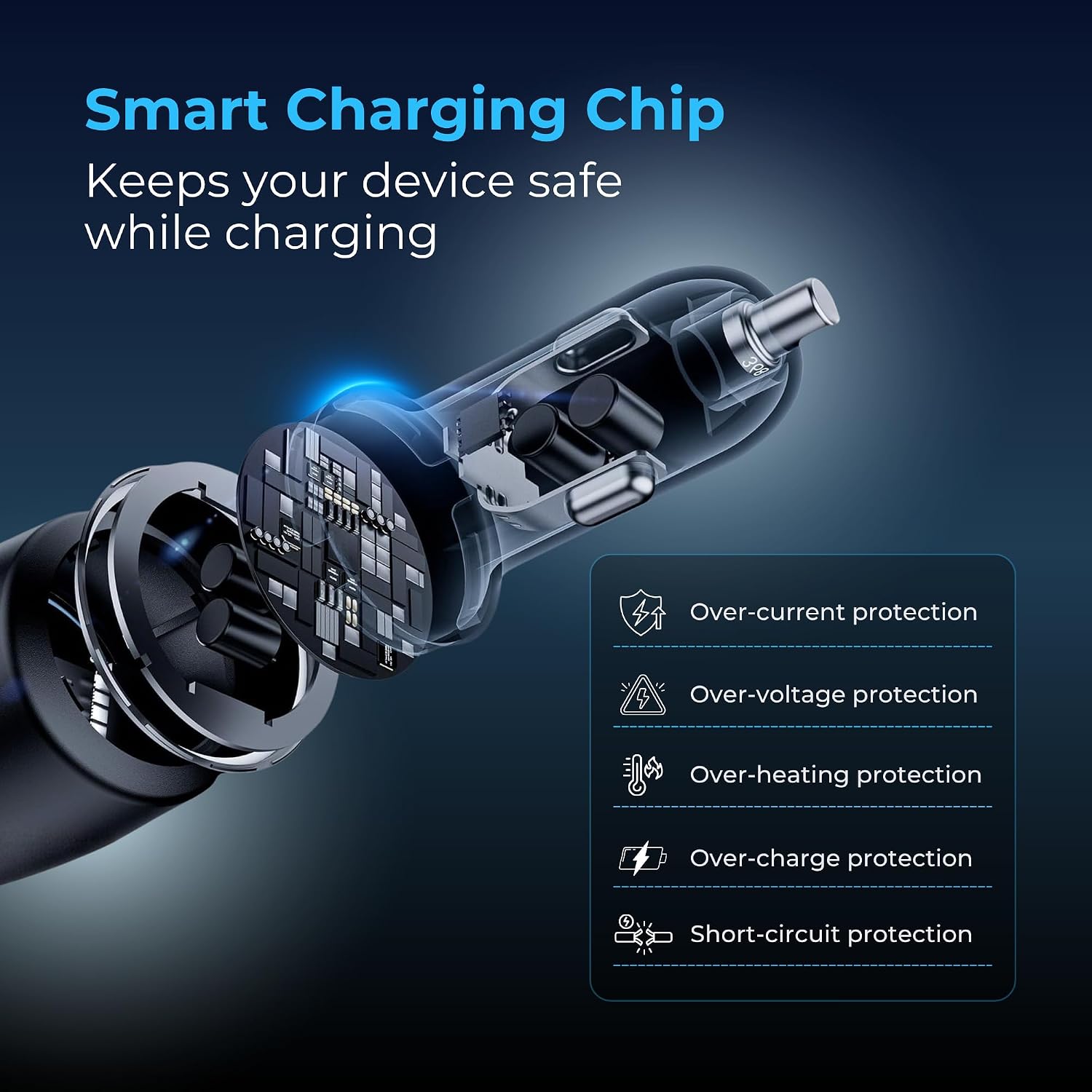 شاحن سيارة قابل للسحب 84 واط من بيناريز، شحن سريع مزدوج PD 33 واط، USB-C مع كيبل شاحن سيارة مدمج 80 سم، صغير للغاية، محول سيارة لايفون 15/16/17، سامسونج، ماك بوك وايربودز.
