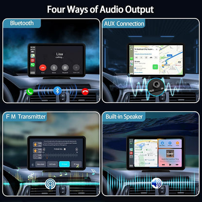 BuonaIdea Wireless Double Din Car Stereo Compatible with Apple Carplay and Android Car, 7 Inch HD Portable Bluetooth Carplay Touch Screen for Car,with Car Play Dash Mount and Backup Camera