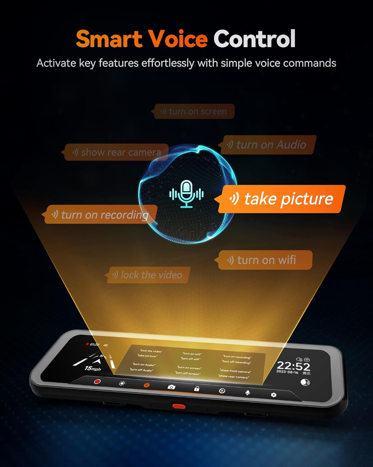 WOLFBOX G900 Tripro Cabin Version 3-Channel 4K Rear View Mirror Dash Cam for Cars, 8MP STARVIS IMX678 Night Vision, 4K+1080P+2.5K Front Inside & Rear Car Dash Camera, 5.8GHz WiFi, Voice Control, 256GB