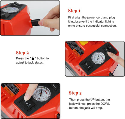 مجموعة رافعة السيارة الهيدروليكية من فينيرا، رافعة سيارة 5 طن مع مضخة هواء مدمجة ومفتاح ربط 3 في 1 للشاحنة الكهربائية والمقطورة وحامل للاسعافات الاولية على جانب الطريق، مجموعة ادوات اصلاح الاطارات