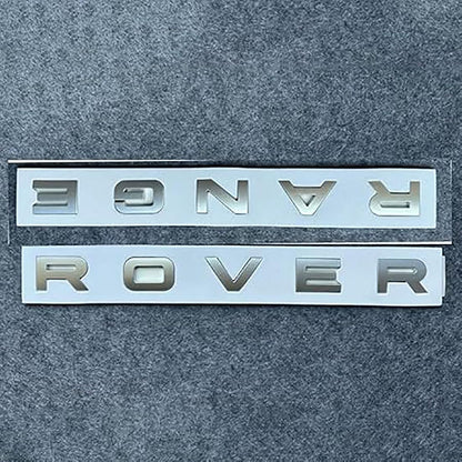 3D Raised Head Cover Hood Front Letters Emblem/Tailgate rear Letters Emblem Sports Line Badge Letter emblem,3M Adhesive Backing Compatible for RA Rover accessories (Glossy silver)