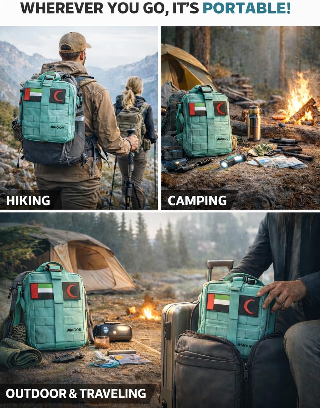MOOR Survival Camping Kit – Emergency Outdoor Gear Set with First Aid Components for Hiking, Travel & Camping