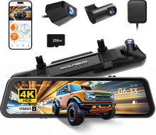 WOLFBOX G900 Tripro Cabin Version 3-Channel 4K Rear View Mirror Dash Cam for Cars, 8MP STARVIS IMX678 Night Vision, 4K+1080P+2.5K Front Inside & Rear Car Dash Camera, 5.8GHz WiFi, Voice Control, 256GB