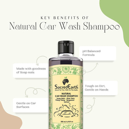 Natural Car Wash Shampoo, Better Shine After Wax, 10X Finish, High Foaming Formula, Concentrate Liquid For Spot Free Cleaning 500 Ml