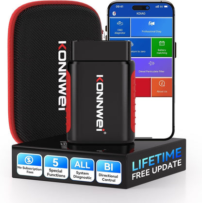 ماسح ضوئي OBD2 بلوتوث KDIAG - أداة تشخيص كاملة للسيارة لمحرك، ناقل حركة، ABS، TPMS، تكييف، توجيه، بطارية، أخرى، مع تحكم مزدوج الاتجاه، إعادة ضبط الزيت/EPB/DPF/BMS، تطبيق iOS Android
