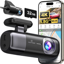 REDTIGER F9 Dash Cam 4K Front and Rear 1080P with Smart App Control,Dual Dash Cam for Cars with 32GB SD Card,GPS,Built-in WiFi,Night Vision,Parking Monitor,Loop Support 256GB Max