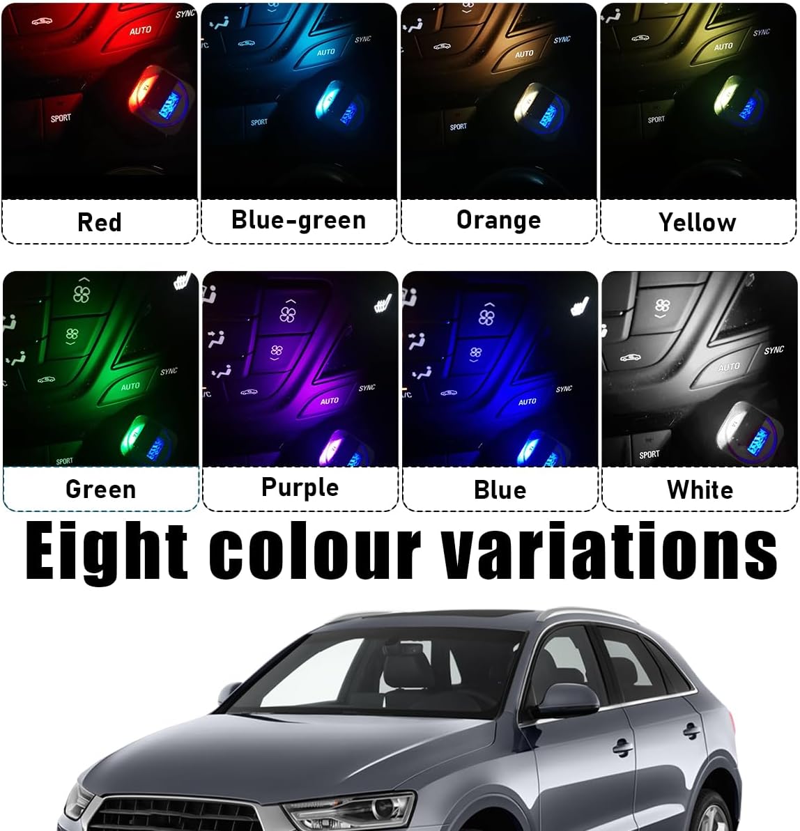 مصباح LED محيطي USB نوع C من بوفتي، مصباح LED صغير 8 الوان RGB، سطوع قابل للتعديل، مصباح جو داخلي للسيارات والمنزل واللابتوب واجزاء الاضاءة وملحقات السيارات