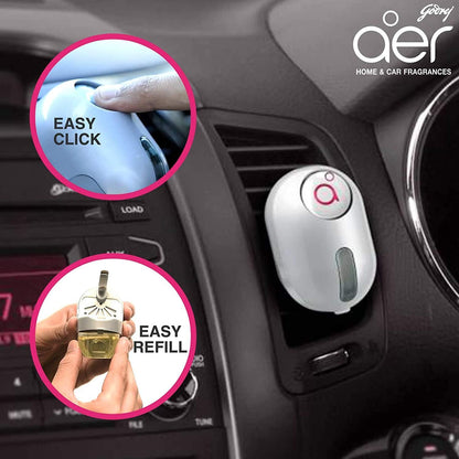 Godrej aer Click, Car Vent Air Freshener Kit - Petal Crush Pink (10G)