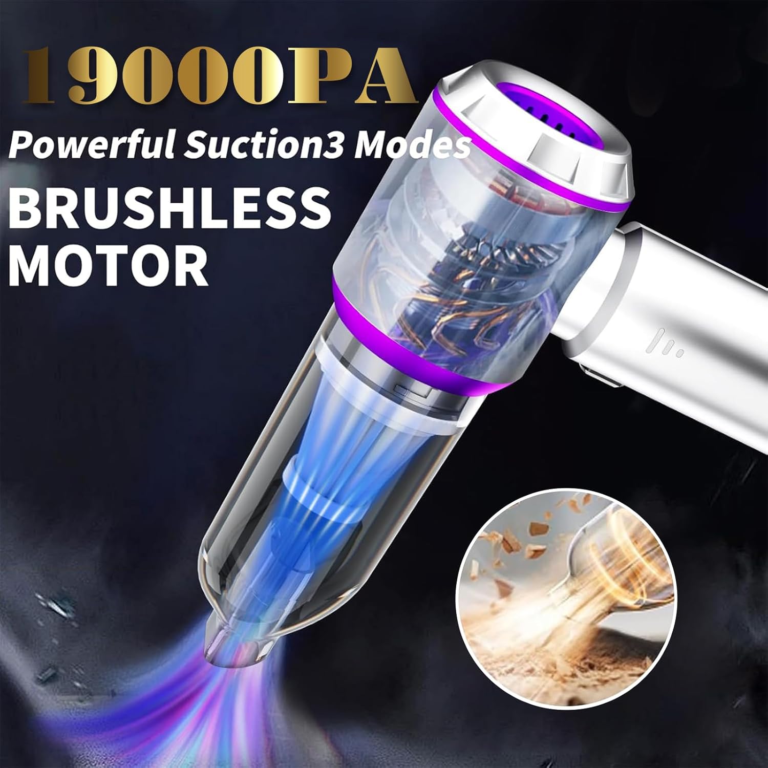 Handheld Car Vacuum Cleaner Cordless，19000PA High Power Car Vacuum Cleaner and Air Duster, 3-in-1 Portable Mini Car Vacuum Cleaner, 120W High Power Hand Held Vacuum for Car, Home, Office, Pet