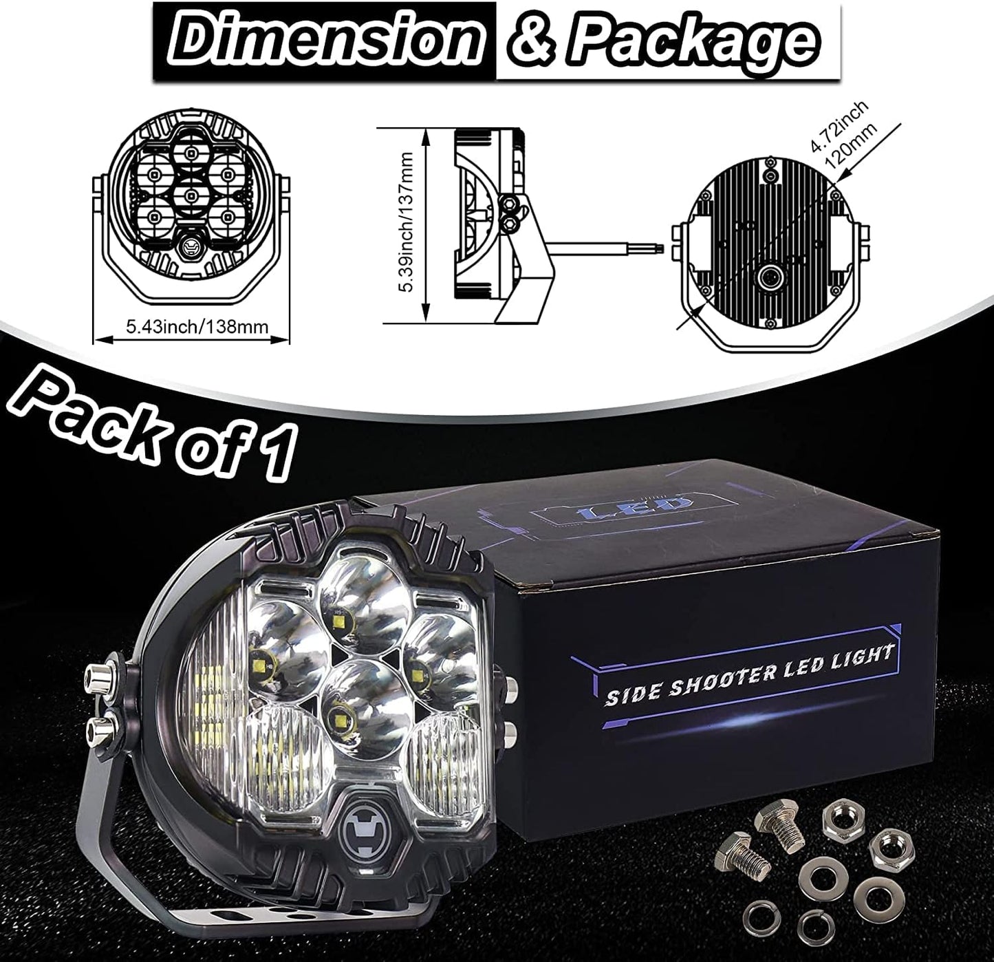 مصباح LED للطرق الوعرة مقاس 5 انش، مقاوم للماء بتصنيف IP67 لمقاومة المياه والغبار مع ضوء كهرماني دي ار ال للسيارات والشاحنات والجرار 4×4 وسيارات الدفع الرباعي وايه تي في والقارب، عبوة من قطعة
