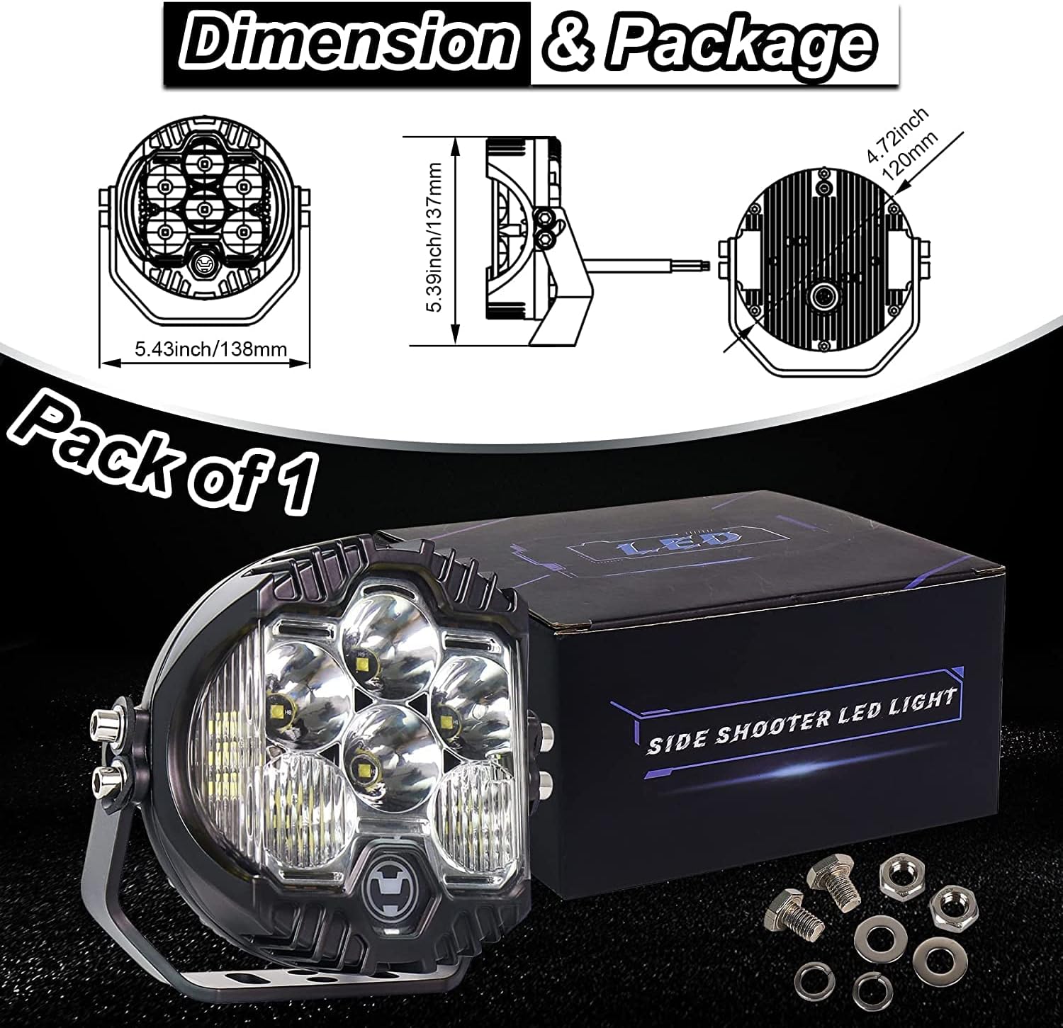 مصباح LED للطرق الوعرة مقاس 5 انش، مقاوم للماء بتصنيف IP67 لمقاومة المياه والغبار مع ضوء كهرماني دي ار ال للسيارات والشاحنات والجرار 4×4 وسيارات الدفع الرباعي وايه تي في والقارب، عبوة من قطعة